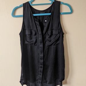 Theory black silk button-down tank top size med